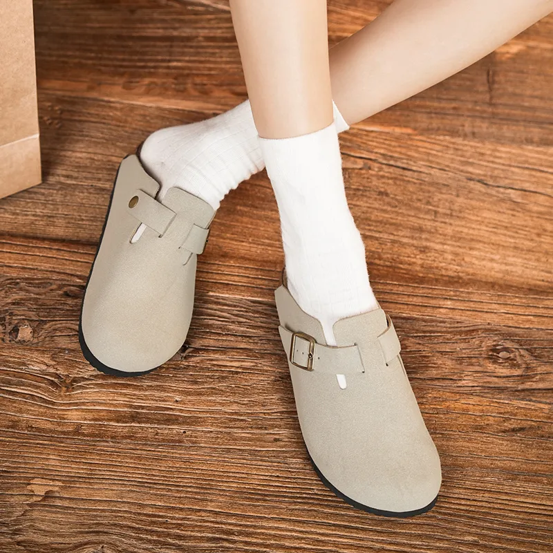Budding Bear Cork Sole Quiet Odor Resistant Abrasion Resistant Slip Resistant Closed Toe Slippers Unisex-16