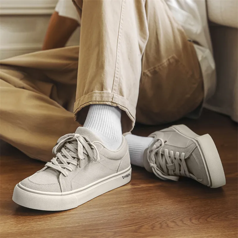 Budding Bear Anti Slip Wear Resistant Breathable Height Increasing Low Top Canvas Shoes Men's Box-13
