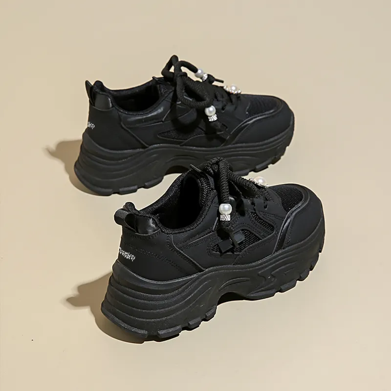 Budding Bear Anti-Slip Wear-Resistant Breathable Height Increasing Low-Top Chunky Sneakers Women's-10