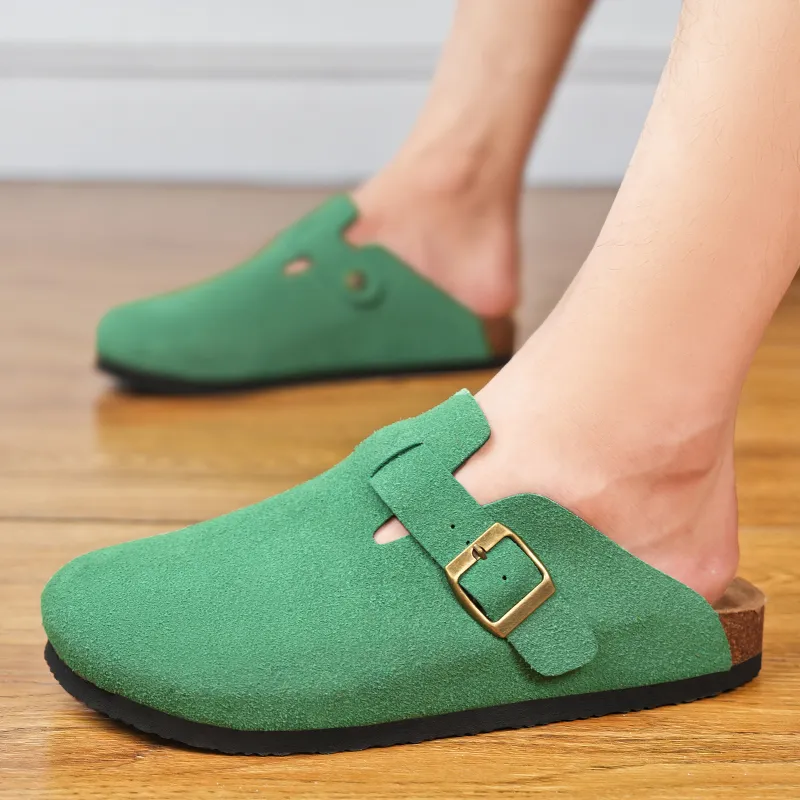 Budding Bear Cork Sole Quiet Odor Resistant Abrasion Resistant Slip Resistant Closed Toe Slippers Unisex-34