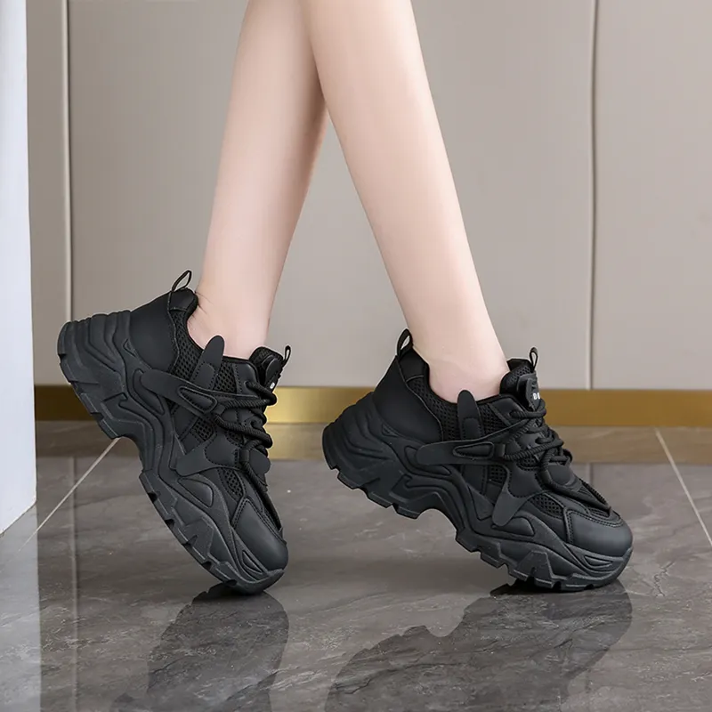 Budding Bear Height Increasing Wear-Resistant Lightweight Breathable Slip-Resistant Low-Top Chunky Sneakers Women's-38