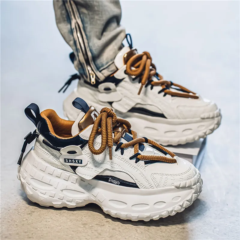 Budding Bear Slip Resistant, Abrasion Resistant, Breathable, Height Increasing Low Top Chunky Sneakers Men's-3
