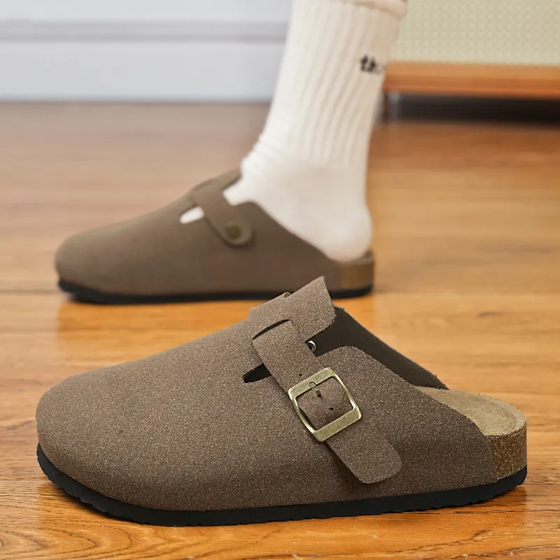 Budding Bear Cork Sole Quiet Odor Resistant Abrasion Resistant Slip Resistant Closed Toe Slippers Unisex-23