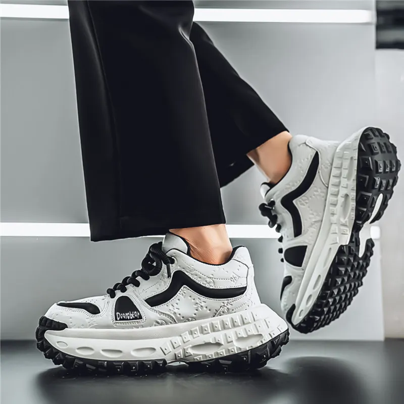 Budding Bear Slip Resistant, Abrasion Resistant, Lightweight, Height Increasing Low Top Chunky Sneakers Men's-7