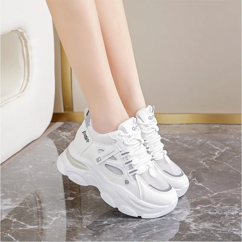 Budding Bear Anti Slip Wear Resistant Breathable Lightweight Height Increasing Low Top Chunky Sneakers Women's Box-16