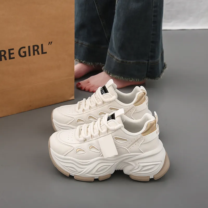 Budding Bear Slip Resistant, Abrasion Resistant, Lightweight, Height Increasing Low Top Chunky Sneakers Women's Box-4