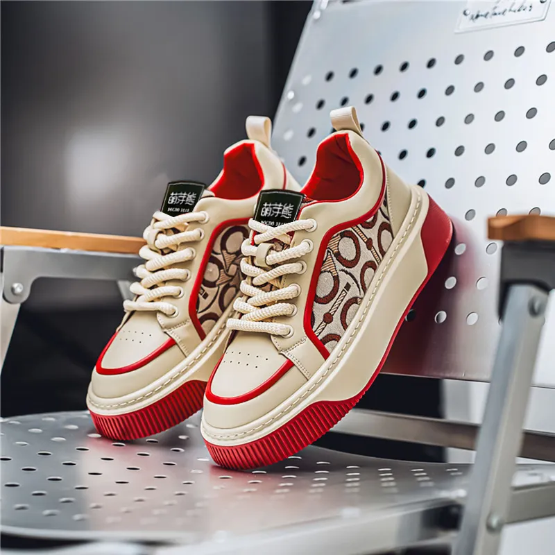 Budding Bear Slip Resistant, Abrasion Resistant, Breathable, Height Increasing Low Top Skateboard Shoes Men's Box-20