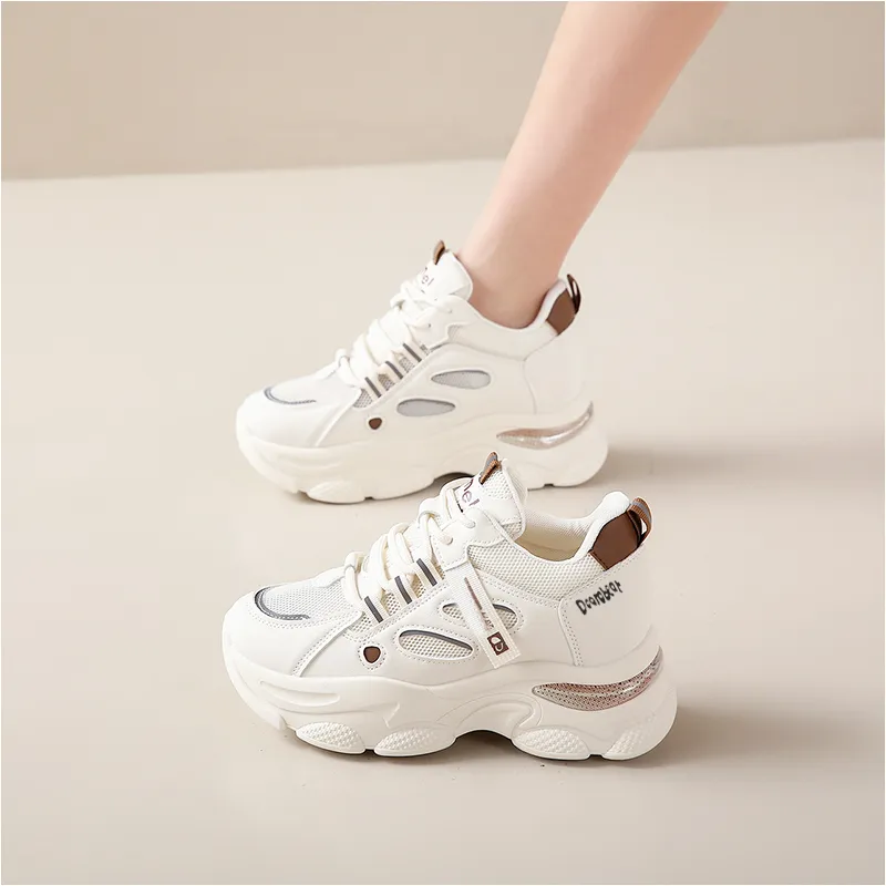 Budding Bear Anti Slip Wear Resistant Breathable Lightweight Height Increasing Low Top Chunky Sneakers Women's Box-12
