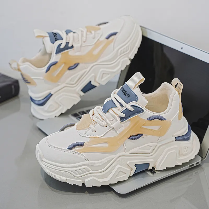 Budding Bear Slip Resistant, Abrasion Resistant, Lightweight, Height Increasing Low Top Chunky Sneakers Men's-21