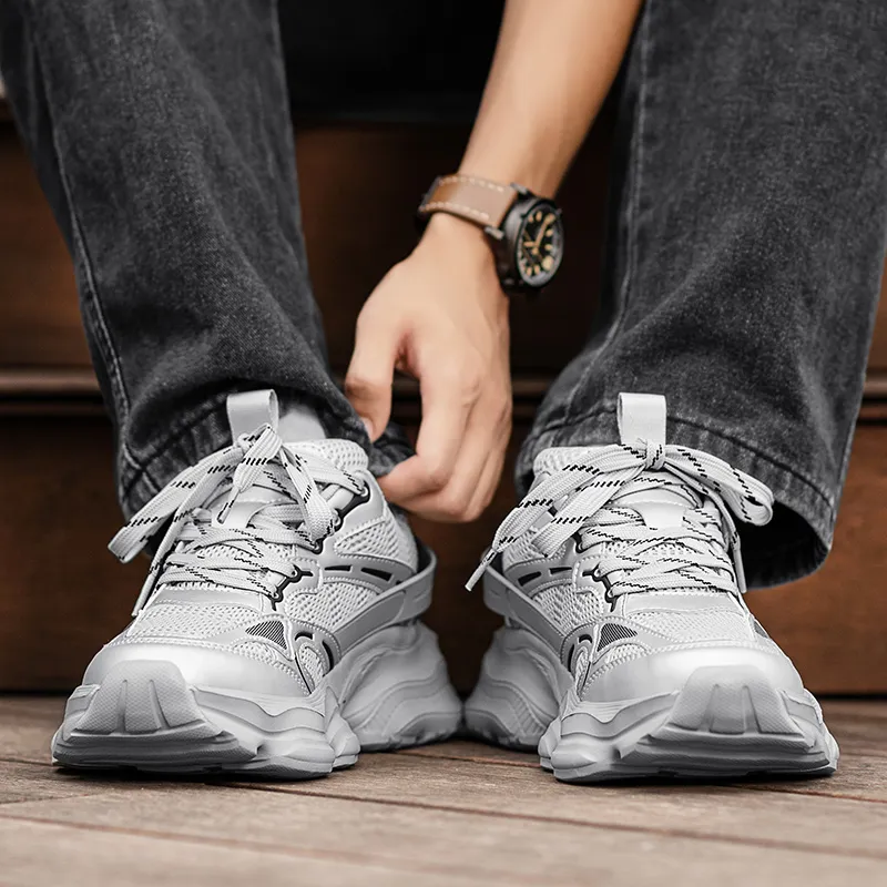 Budding Bear Anti Slip Wear Resistant Breathable Lightweight Height Increasing Low Top Chunky Sneakers Men's Box-27