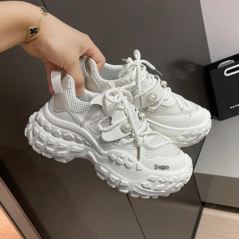 Budding Bear Slip Resistant, Abrasion Resistant, Breathable, Height Increasing Low Top Chunky Sneakers Women's-6