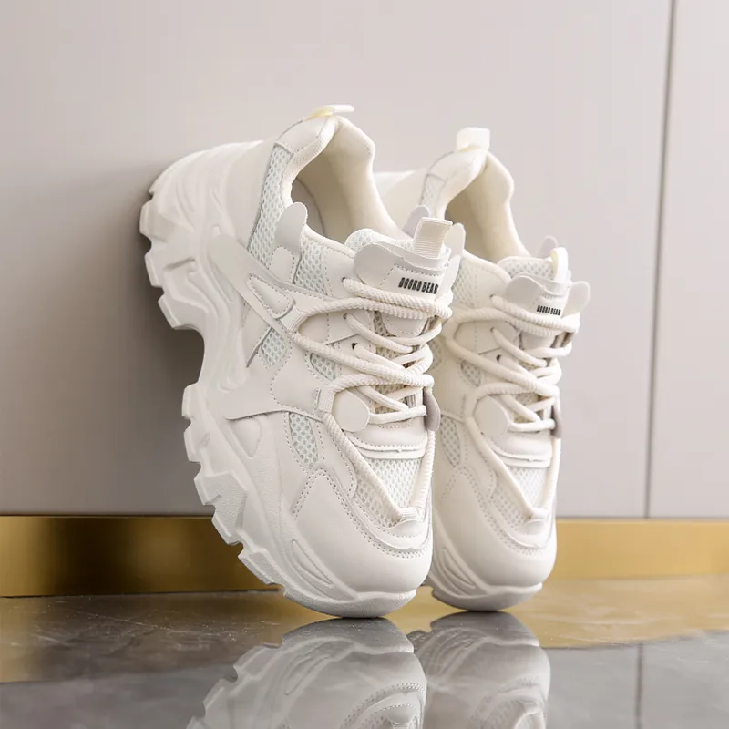 Budding Bear Height Increasing Wear-Resistant Lightweight Breathable Slip-Resistant Low-Top Chunky Sneakers Women's-3