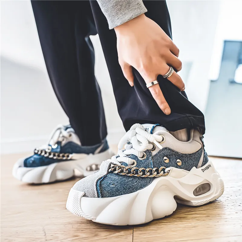 Budding Bear Slip Resistant, Abrasion Resistant, Lightweight, Height Increasing Low Top Chunky Sneakers Men's-17