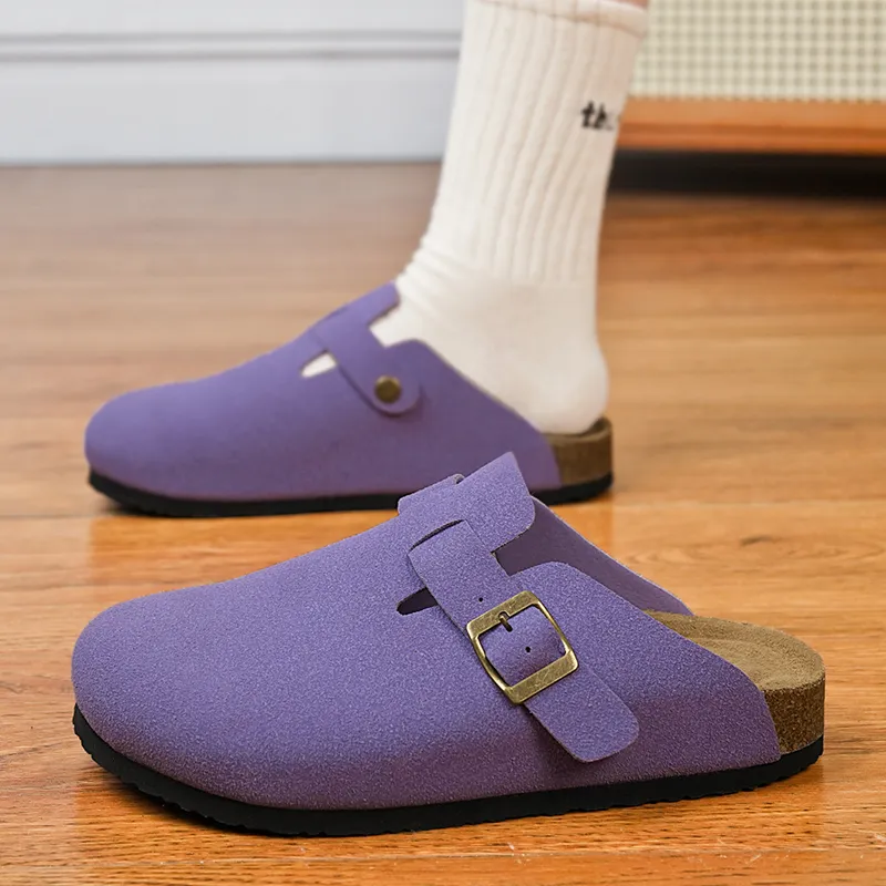Budding Bear Cork Sole Quiet Odor Resistant Abrasion Resistant Slip Resistant Closed Toe Slippers Unisex-47