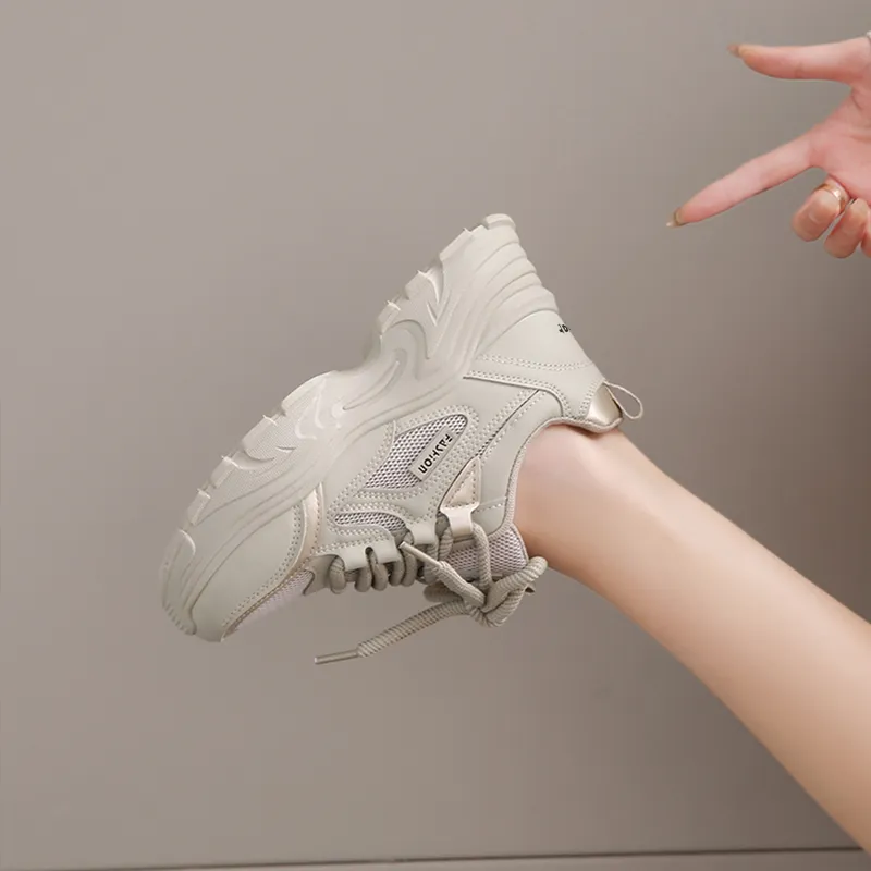 Budding Bear Anti-Slip Wear-Resistant Breathable Lightweight Height Increasing Low-Top Chunky Sneakers Women's Box-23