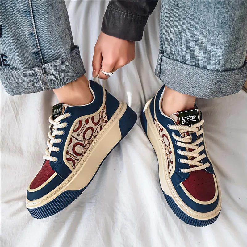 Budding Bear Slip Resistant, Abrasion Resistant, Breathable, Height Increasing Low Top Skateboard Shoes Men's Box-27