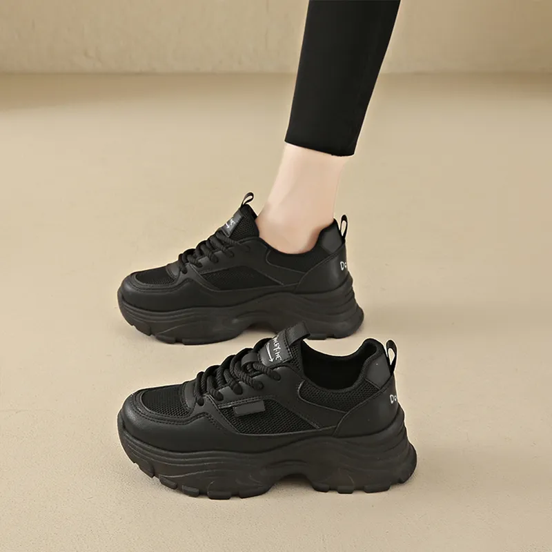Budding Bear Anti-Slip Wear-Resistant Breathable Lightweight Height Increasing Low-Top Chunky Sneakers Women's-23