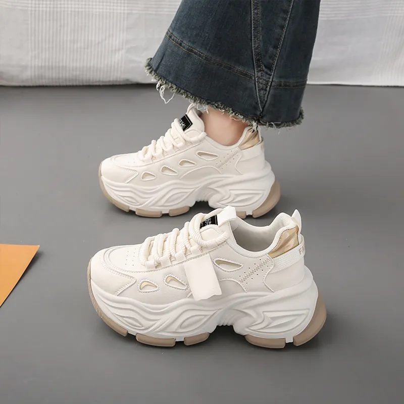 Budding Bear Slip Resistant, Abrasion Resistant, Lightweight, Height Increasing Low Top Chunky Sneakers Women's Box-5
