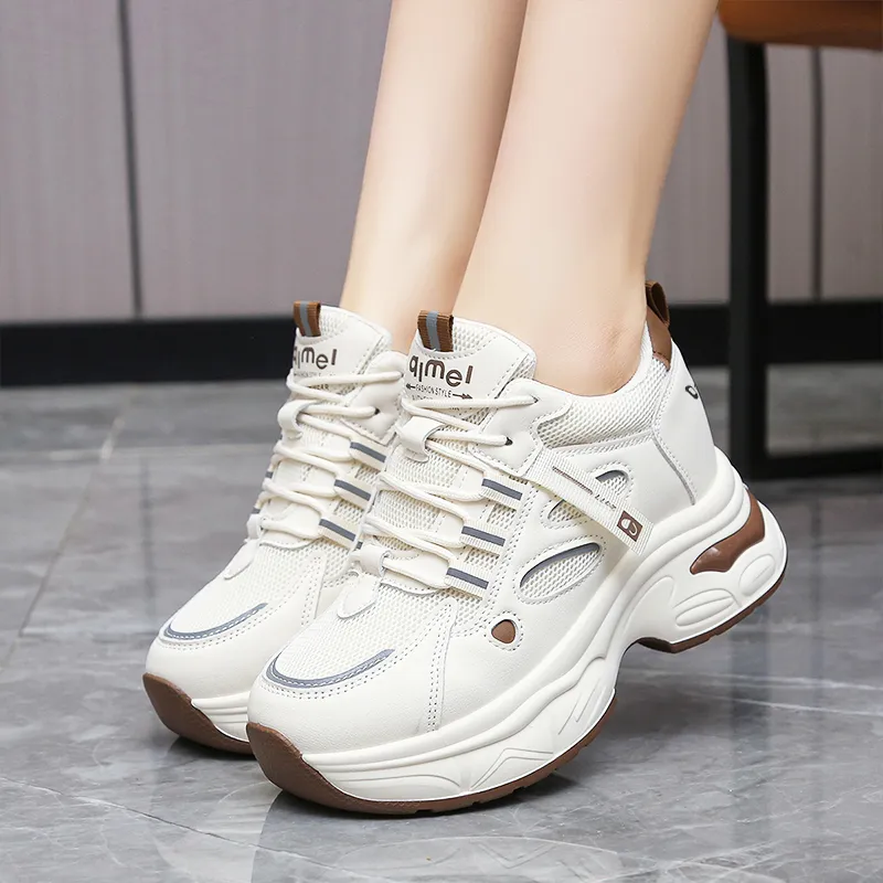 Budding Bear Anti-Slip Wear-Resistant Breathable Height Increasing Low-Top Chunky Sneakers Women's Box-4