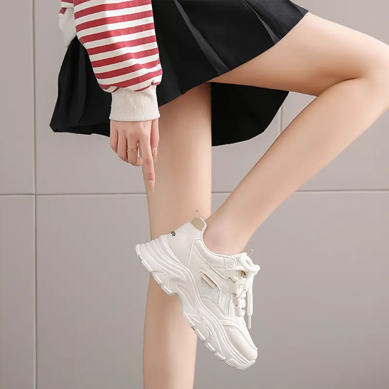 Budding Bear Anti-Slip Wear-Resistant Breathable Lightweight Height Increasing Low-Top Chunky Sneakers Women's Box-3