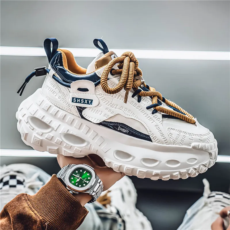 Budding Bear Slip Resistant, Abrasion Resistant, Breathable, Height Increasing Low Top Chunky Sneakers Men's-22