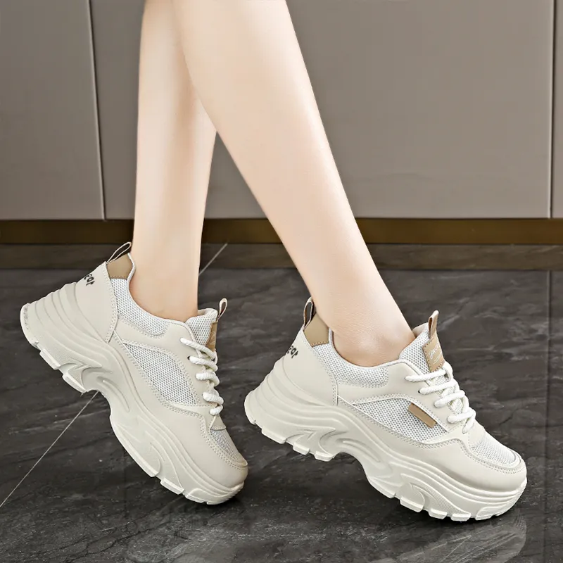 Budding Bear Anti-Slip Wear-Resistant Breathable Lightweight Height Increasing Low-Top Chunky Sneakers Women's-4