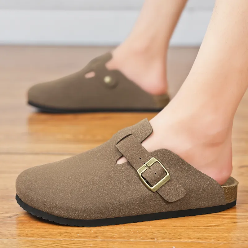 Budding Bear Cork Sole Quiet Odor Resistant Abrasion Resistant Slip Resistant Closed Toe Slippers Unisex-22