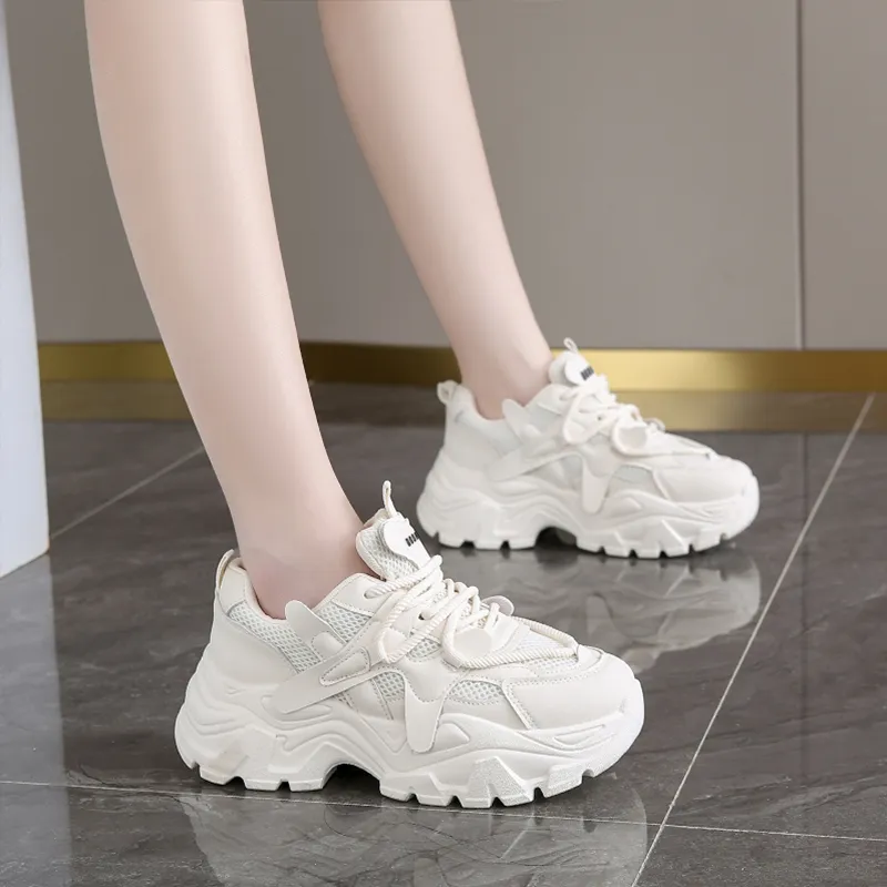 Budding Bear Height Increasing Wear-Resistant Lightweight Breathable Slip-Resistant Low-Top Chunky Sneakers Women's-24