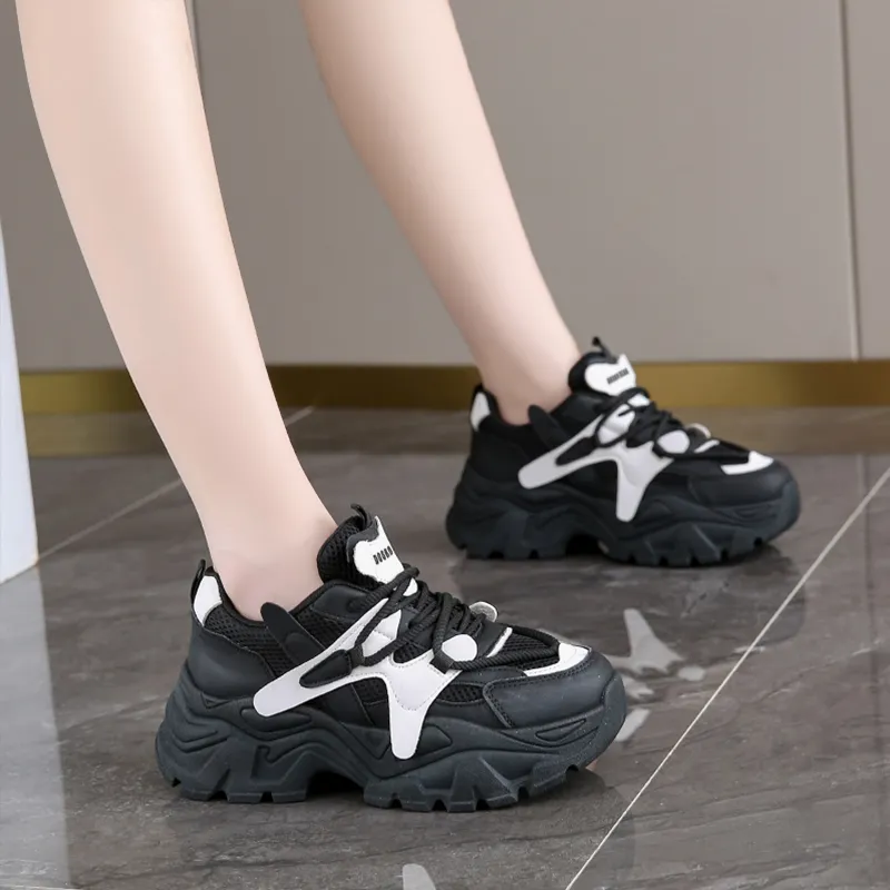 Budding Bear Height Increasing Wear-Resistant Lightweight Breathable Slip-Resistant Low-Top Chunky Sneakers Women's-12
