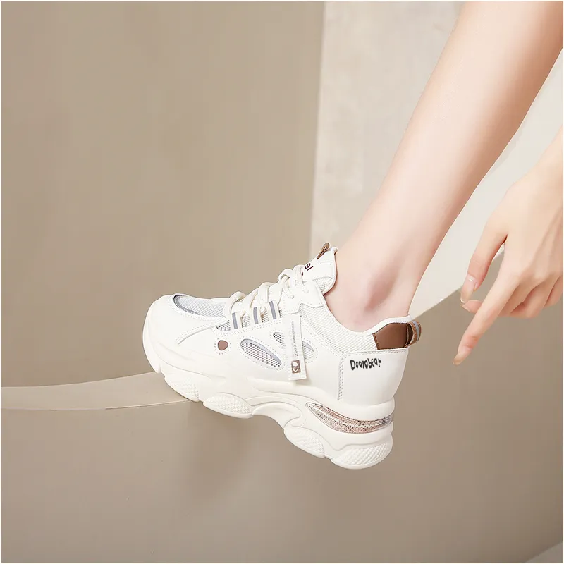 Budding Bear Anti Slip Wear Resistant Breathable Lightweight Height Increasing Low Top Chunky Sneakers Women's Box-2