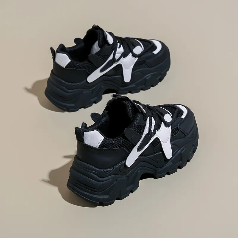 Budding Bear Height Increasing Wear-Resistant Lightweight Breathable Slip-Resistant Low-Top Chunky Sneakers Women's-30