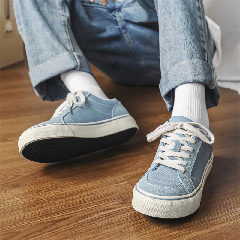 Budding Bear Anti Slip Wear Resistant Breathable Height Increasing Low Top Canvas Shoes Men's Box-3