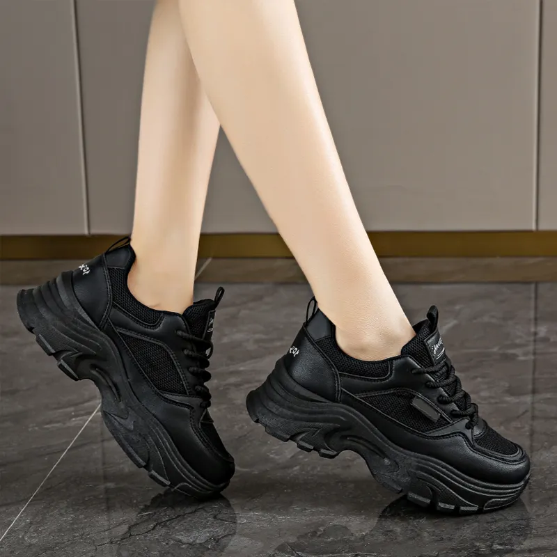 Budding Bear Anti-Slip Wear-Resistant Breathable Lightweight Height Increasing Low-Top Chunky Sneakers Women's-12