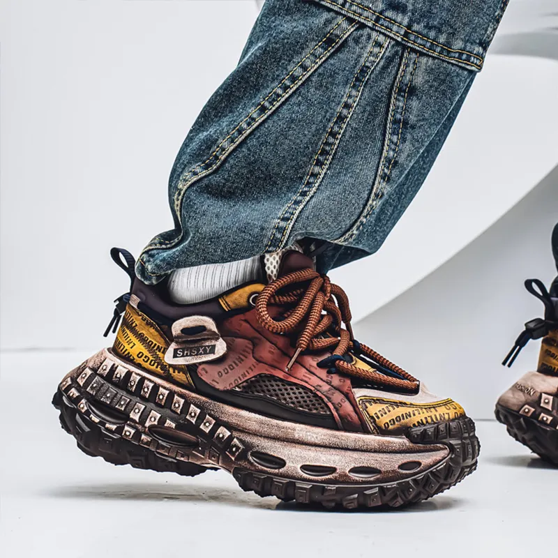 Budding Bear Anti Slip Wear Resistant Breathable Height Increasing Low Top Chunky Sneakers Men's Box-39