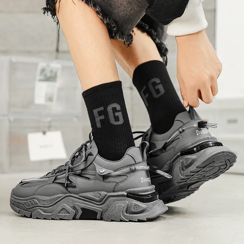 Budding Bear Slip Resistant, Abrasion Resistant, Lightweight, Height Increasing Low Top Chunky Sneakers Men's-9