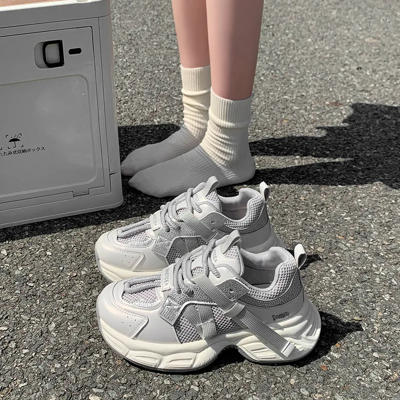 Budding Bear Slip Resistant, Abrasion Resistant, Breathable, Height Increasing Low Top Chunky Sneakers Women's Box-5