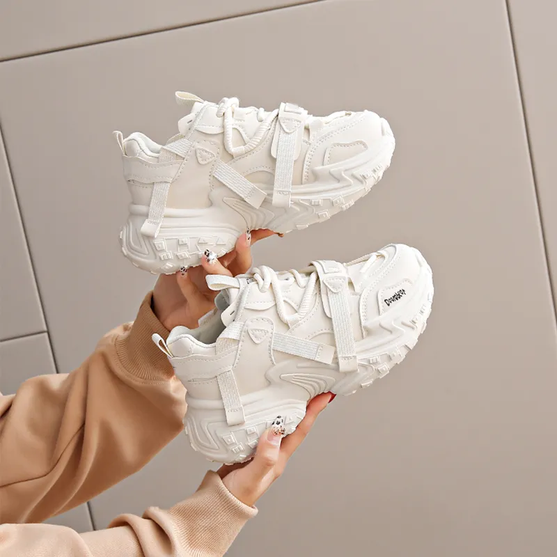 Budding Bear Anti Slip Wear Resistant Breathable Lightweight Height Increasing Low Top Chunky Sneakers Women's-17