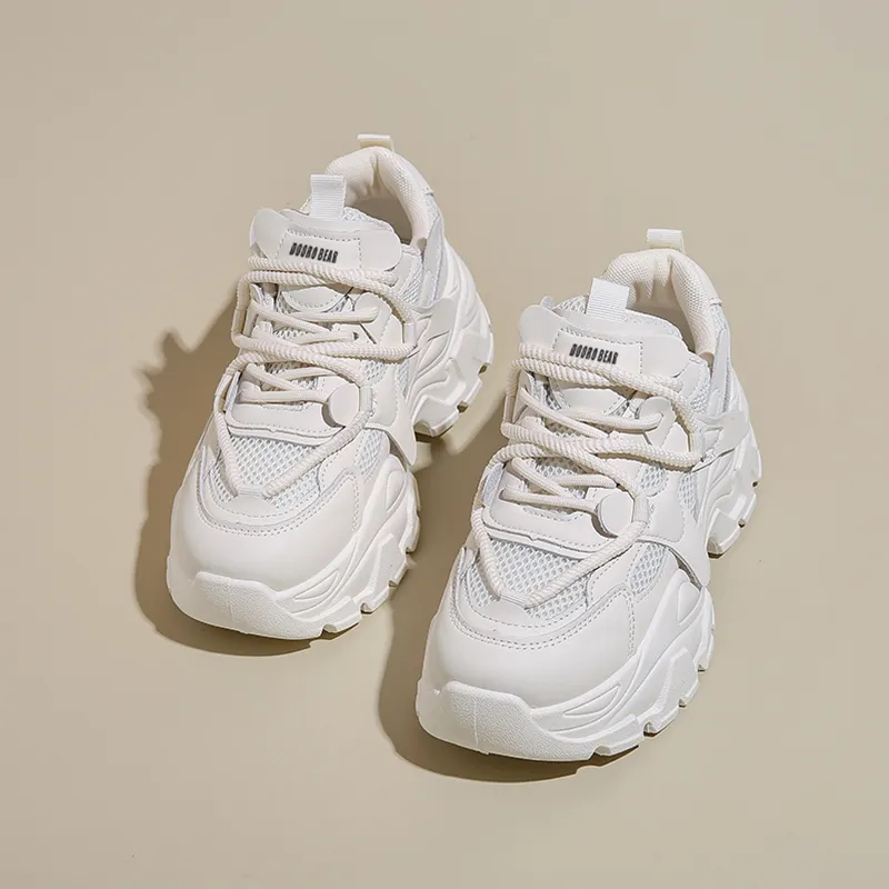Budding Bear Height Increasing Wear-Resistant Lightweight Breathable Slip-Resistant Low-Top Chunky Sneakers Women's-26