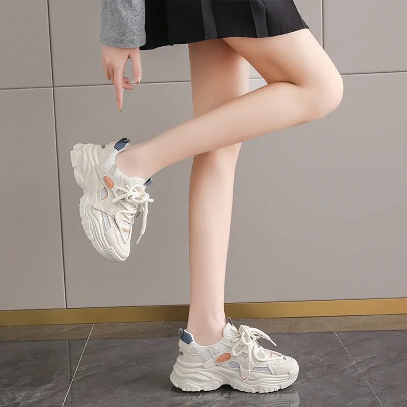 Budding Bear Slip Resistant, Breathable, Lightweight, Height Increasing Low Top Chunky Sneakers Women's-27