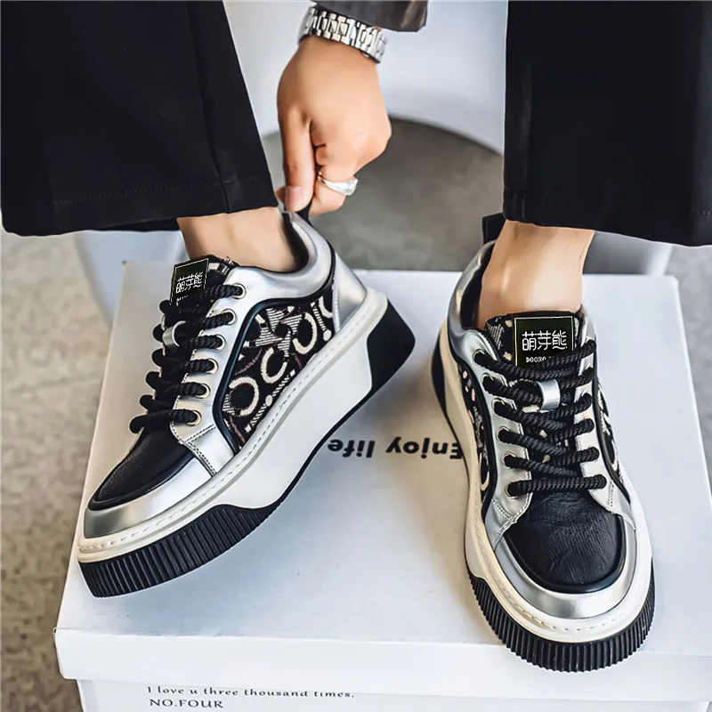 Budding Bear Slip Resistant, Abrasion Resistant, Breathable, Height Increasing Low Top Skateboard Shoes Men's Box-34