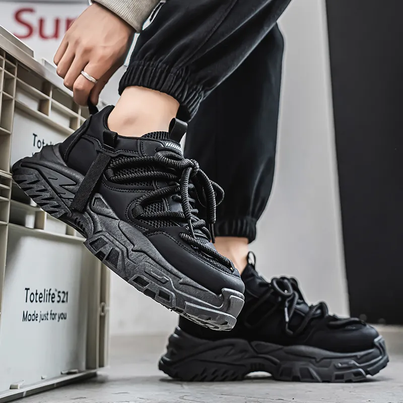 Budding Bear Anti Slip Wear Resistant Breathable Height Increasing Low Top Chunky Sneakers Men's Box-34