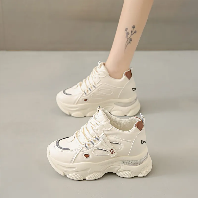 Budding Bear Chunky Sneakers Women's Mid Top Khaki-16