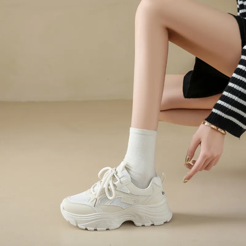 Budding Bear Anti-Slip Wear-Resistant Breathable Height Increasing Lightweight Low-Top Chunky Sneakers Women's Box-21