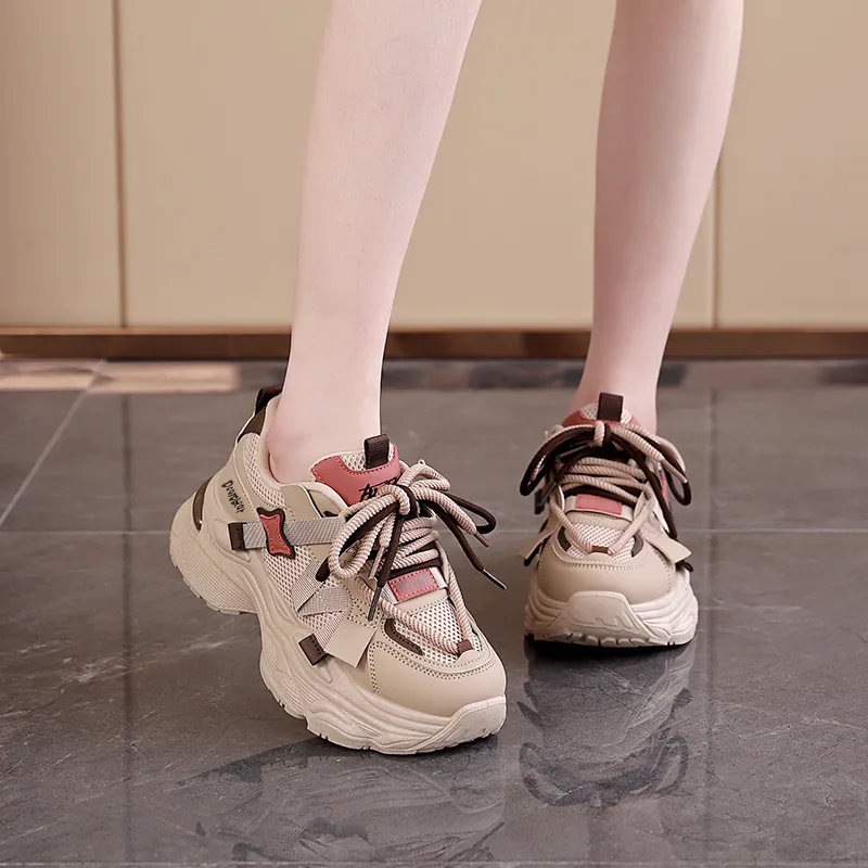 Budding Bear Anti-Slip Wear-Resistant Breathable Lightweight Height Increasing Low-Top Chunky Sneakers Women's Box-16