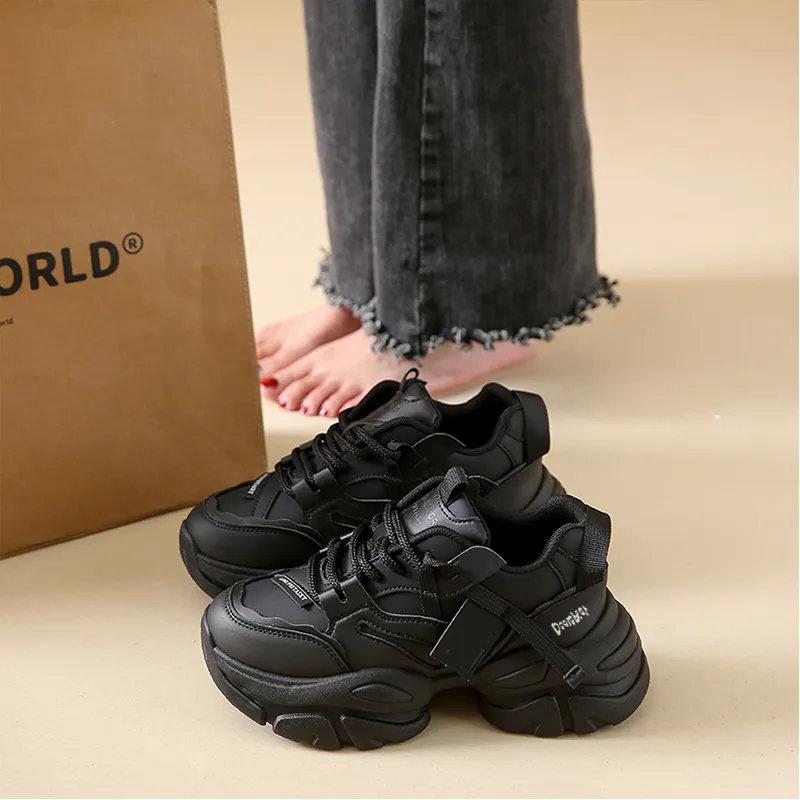 Budding Bear Slip Resistant, Abrasion Resistant, Lightweight, Height Increasing Low Top Chunky Sneakers Women's Box-8