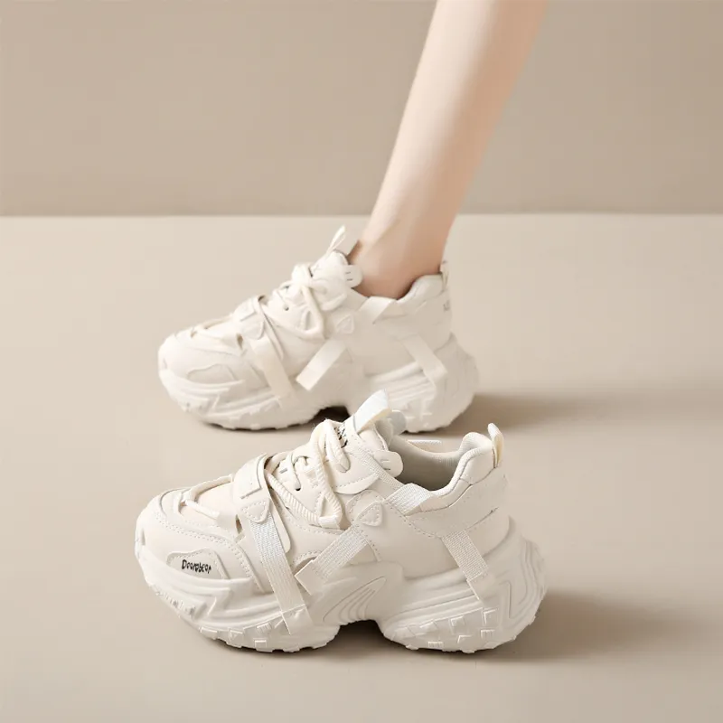 Budding Bear Anti Slip Wear Resistant Breathable Lightweight Height Increasing Low Top Chunky Sneakers Women's-4