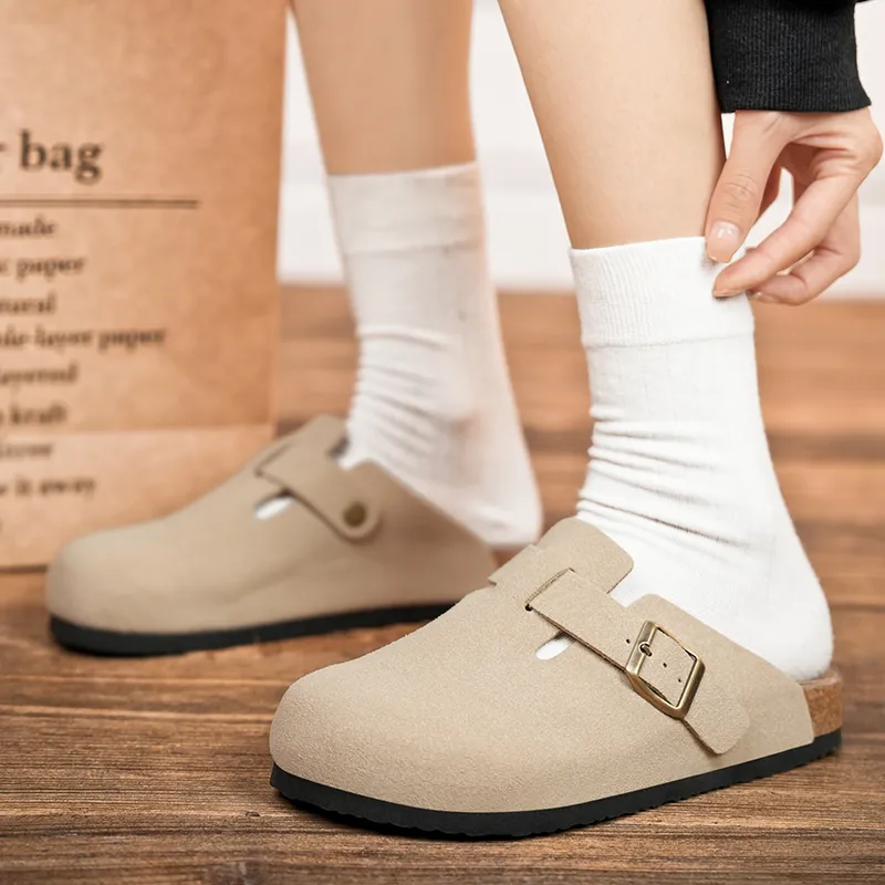 Budding Bear Cork Sole Quiet Odor Resistant Abrasion Resistant Slip Resistant Closed Toe Slippers Unisex-17
