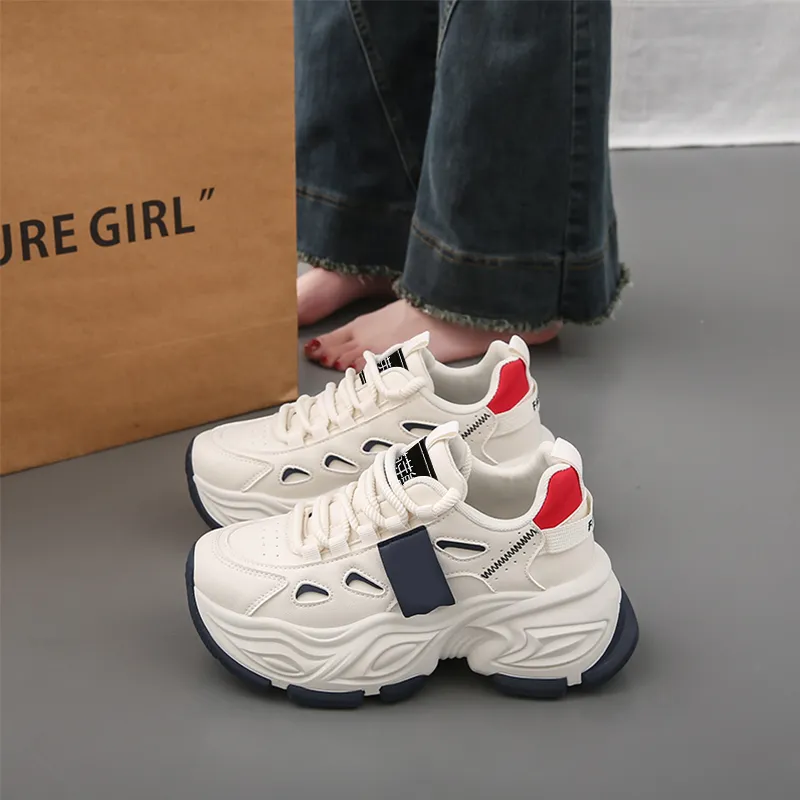 Budding Bear Slip Resistant, Abrasion Resistant, Lightweight, Height Increasing Low Top Chunky Sneakers Women's Box-21