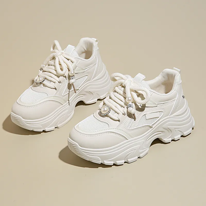 Budding Bear Anti-Slip Wear-Resistant Breathable Height Increasing Low-Top Chunky Sneakers Women's-2