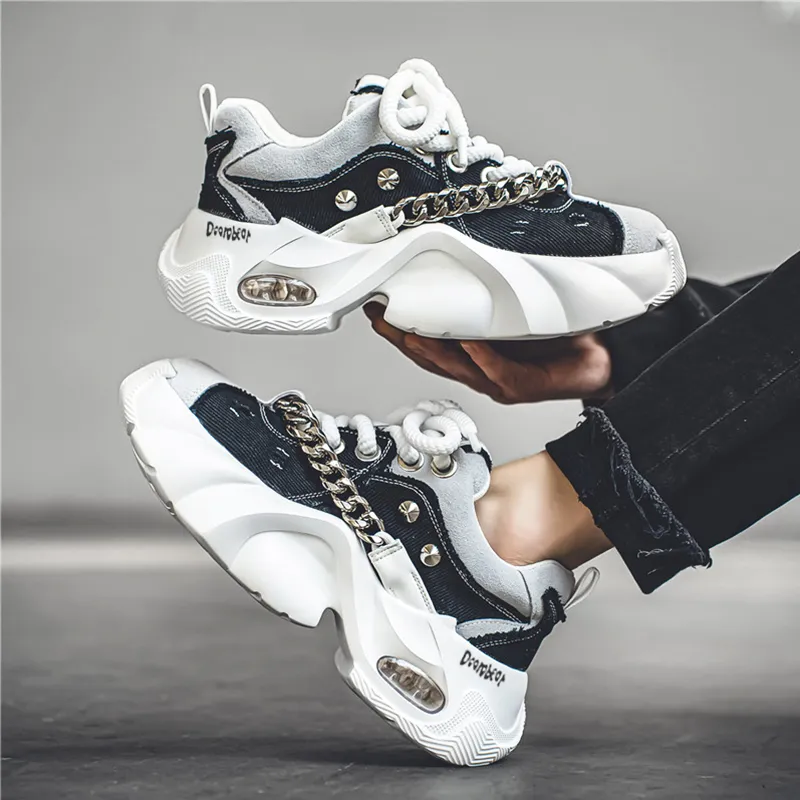Budding Bear Slip Resistant, Abrasion Resistant, Lightweight, Height Increasing Low Top Chunky Sneakers Men's-9